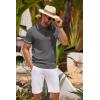 imageCOOFANDY Mens Knit Polo Shirts Casual Short Sleeve Button Down Shirts Crochet Classic Golf Polo Collared ShirtsDark Grey
