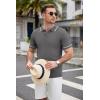 imageCOOFANDY Mens Knit Polo Shirts Casual Short Sleeve Button Down Shirts Crochet Classic Golf Polo Collared ShirtsDark Grey