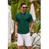 imageCOOFANDY Mens Knit Polo Shirts Casual Short Sleeve Button Down Shirts Crochet Classic Golf Polo Collared ShirtsGreen