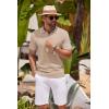 imageCOOFANDY Mens Knit Polo Shirts Casual Short Sleeve Button Down Shirts Crochet Classic Golf Polo Collared ShirtsKhaki