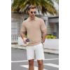 imageCOOFANDY Mens Knit Polo Shirts Casual Short Sleeve Button Down Shirts Crochet Classic Golf Polo Collared ShirtsKhaki
