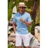 imageCOOFANDY Mens Knit Polo Shirts Casual Short Sleeve Button Down Shirts Crochet Classic Golf Polo Collared ShirtsLight Blue