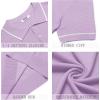 imageCOOFANDY Mens Knit Polo Shirts Casual Short Sleeve Button Down Shirts Crochet Classic Golf Polo Collared ShirtsLight Purple