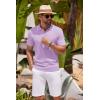 imageCOOFANDY Mens Knit Polo Shirts Casual Short Sleeve Button Down Shirts Crochet Classic Golf Polo Collared ShirtsLight Purple