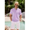 imageCOOFANDY Mens Knit Polo Shirts Casual Short Sleeve Button Down Shirts Crochet Classic Golf Polo Collared ShirtsLight Purple