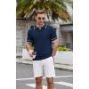 imageCOOFANDY Mens Knit Polo Shirts Casual Short Sleeve Button Down Shirts Crochet Classic Golf Polo Collared ShirtsNavy Blue