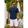 imageCOOFANDY Mens Knit Polo Shirts Casual Short Sleeve Button Down Shirts Crochet Classic Golf Polo Collared ShirtsNavy Blue