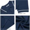 imageCOOFANDY Mens Knit Polo Shirts Casual Short Sleeve Button Down Shirts Crochet Classic Golf Polo Collared ShirtsNavy Blue