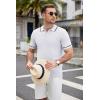 imageCOOFANDY Mens Knit Polo Shirts Casual Short Sleeve Button Down Shirts Crochet Classic Golf Polo Collared ShirtsWhite
