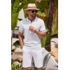 imageCOOFANDY Mens Knit Polo Shirts Casual Short Sleeve Button Down Shirts Crochet Classic Golf Polo Collared ShirtsWhite