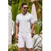 imageCOOFANDY Mens Knit Polo Shirts Casual Short Sleeve Button Down Shirts Crochet Classic Golf Polo Collared ShirtsWhite
