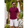 imageCOOFANDY Mens Knit Polo Shirts Casual Short Sleeve Button Down Shirts Crochet Classic Golf Polo Collared ShirtsWine Red