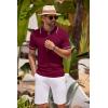 imageCOOFANDY Mens Knit Polo Shirts Casual Short Sleeve Button Down Shirts Crochet Classic Golf Polo Collared ShirtsWine Red