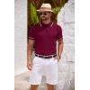 imageCOOFANDY Mens Knit Polo Shirts Casual Short Sleeve Button Down Shirts Crochet Classic Golf Polo Collared ShirtsWine Red