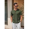 imageCOOFANDY Mens Knit Polo Shirts Short Sleeve Collared Golf Shirt Hollow Out Textured TShirt Summer Fashion TopsArmy Green