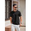 imageCOOFANDY Mens Knit Polo Shirts Short Sleeve Collared Golf Shirt Hollow Out Textured TShirt Summer Fashion TopsBlack