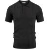 imageCOOFANDY Mens Knit Polo Shirts Short Sleeve Collared Golf Shirt Hollow Out Textured TShirt Summer Fashion TopsBlack