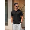 imageCOOFANDY Mens Knit Polo Shirts Short Sleeve Collared Golf Shirt Hollow Out Textured TShirt Summer Fashion TopsBlack