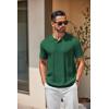 imageCOOFANDY Mens Knit Polo Shirts Short Sleeve Collared Golf Shirt Hollow Out Textured TShirt Summer Fashion TopsDark Green