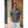 imageCOOFANDY Mens Knit Polo Shirts Short Sleeve Collared Golf Shirt Hollow Out Textured TShirt Summer Fashion TopsDark Grey