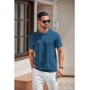 imageCOOFANDY Mens Knit Polo Shirts Short Sleeve Collared Golf Shirt Hollow Out Textured TShirt Summer Fashion TopsDenim Blue