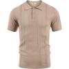 imageCOOFANDY Mens Knit Polo Shirts Short Sleeve Collared Golf Shirt Hollow Out Textured TShirt Summer Fashion TopsKhaki