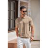 imageCOOFANDY Mens Knit Polo Shirts Short Sleeve Collared Golf Shirt Hollow Out Textured TShirt Summer Fashion TopsKhaki