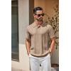 imageCOOFANDY Mens Knit Polo Shirts Short Sleeve Collared Golf Shirt Hollow Out Textured TShirt Summer Fashion TopsKhaki