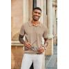 imageCOOFANDY Mens Knit Polo Shirts Short Sleeve Collared Golf Shirt Hollow Out Textured TShirt Summer Fashion TopsKhaki