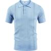 imageCOOFANDY Mens Knit Polo Shirts Short Sleeve Collared Golf Shirt Hollow Out Textured TShirt Summer Fashion TopsLight Blue