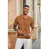 imageCOOFANDY Mens Knit Polo Shirts Short Sleeve Collared Golf Shirt Hollow Out Textured TShirt Summer Fashion TopsLight Brown