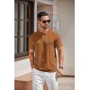imageCOOFANDY Mens Knit Polo Shirts Short Sleeve Collared Golf Shirt Hollow Out Textured TShirt Summer Fashion TopsLight Brown