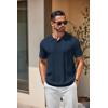 imageCOOFANDY Mens Knit Polo Shirts Short Sleeve Collared Golf Shirt Hollow Out Textured TShirt Summer Fashion TopsNavy Blue
