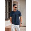 imageCOOFANDY Mens Knit Polo Shirts Short Sleeve Collared Golf Shirt Hollow Out Textured TShirt Summer Fashion TopsNavy Blue