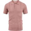 imageCOOFANDY Mens Knit Polo Shirts Short Sleeve Collared Golf Shirt Hollow Out Textured TShirt Summer Fashion TopsPink