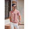 imageCOOFANDY Mens Knit Polo Shirts Short Sleeve Collared Golf Shirt Hollow Out Textured TShirt Summer Fashion TopsPink