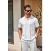 imageCOOFANDY Mens Knit Polo Shirts Short Sleeve Collared Golf Shirt Hollow Out Textured TShirt Summer Fashion TopsWhite