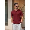 imageCOOFANDY Mens Knit Polo Shirts Short Sleeve Collared Golf Shirt Hollow Out Textured TShirt Summer Fashion TopsWine Red