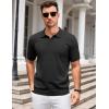 imageCOOFANDY Mens Knit Polo Shirts V Neck Short Sleeve Stretch Polo T Shirt Casual Golf ShirtsBlack
