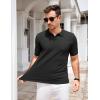 imageCOOFANDY Mens Knit Polo Shirts V Neck Short Sleeve Stretch Polo T Shirt Casual Golf ShirtsBlack