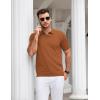 imageCOOFANDY Mens Knit Polo Shirts V Neck Short Sleeve Stretch Polo T Shirt Casual Golf ShirtsCaramel