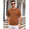 imageCOOFANDY Mens Knit Polo Shirts V Neck Short Sleeve Stretch Polo T Shirt Casual Golf ShirtsCaramel