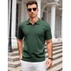 imageCOOFANDY Mens Knit Polo Shirts V Neck Short Sleeve Stretch Polo T Shirt Casual Golf ShirtsDark Green