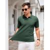 imageCOOFANDY Mens Knit Polo Shirts V Neck Short Sleeve Stretch Polo T Shirt Casual Golf ShirtsDark Green