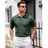 imageCOOFANDY Mens Knit Polo Shirts V Neck Short Sleeve Stretch Polo T Shirt Casual Golf ShirtsDark Green