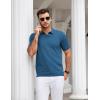 imageCOOFANDY Mens Knit Polo Shirts V Neck Short Sleeve Stretch Polo T Shirt Casual Golf ShirtsDemin Blue