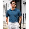 imageCOOFANDY Mens Knit Polo Shirts V Neck Short Sleeve Stretch Polo T Shirt Casual Golf ShirtsDemin Blue