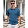 imageCOOFANDY Mens Knit Polo Shirts V Neck Short Sleeve Stretch Polo T Shirt Casual Golf ShirtsDemin Blue