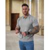 imageCOOFANDY Mens Knit Polo Shirts V Neck Short Sleeve Stretch Polo T Shirt Casual Golf ShirtsGray