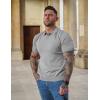 imageCOOFANDY Mens Knit Polo Shirts V Neck Short Sleeve Stretch Polo T Shirt Casual Golf ShirtsGray